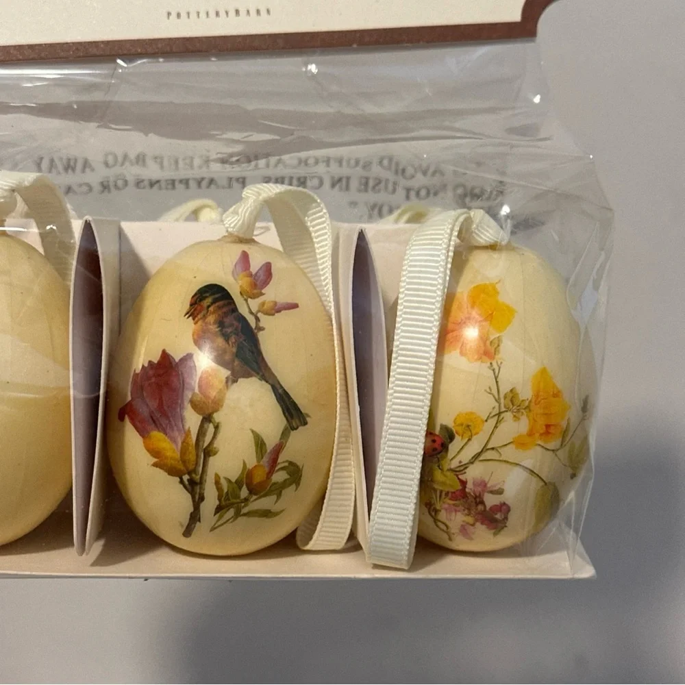 Pottery Barn  Decoupage Eggs Set - Cream new in package discontinued